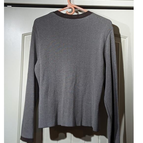 Talbot's Made in Italy Brown 'Tweed' Cotton Blend Sweater Blazer Womens Sz L - Picture 15 of 16